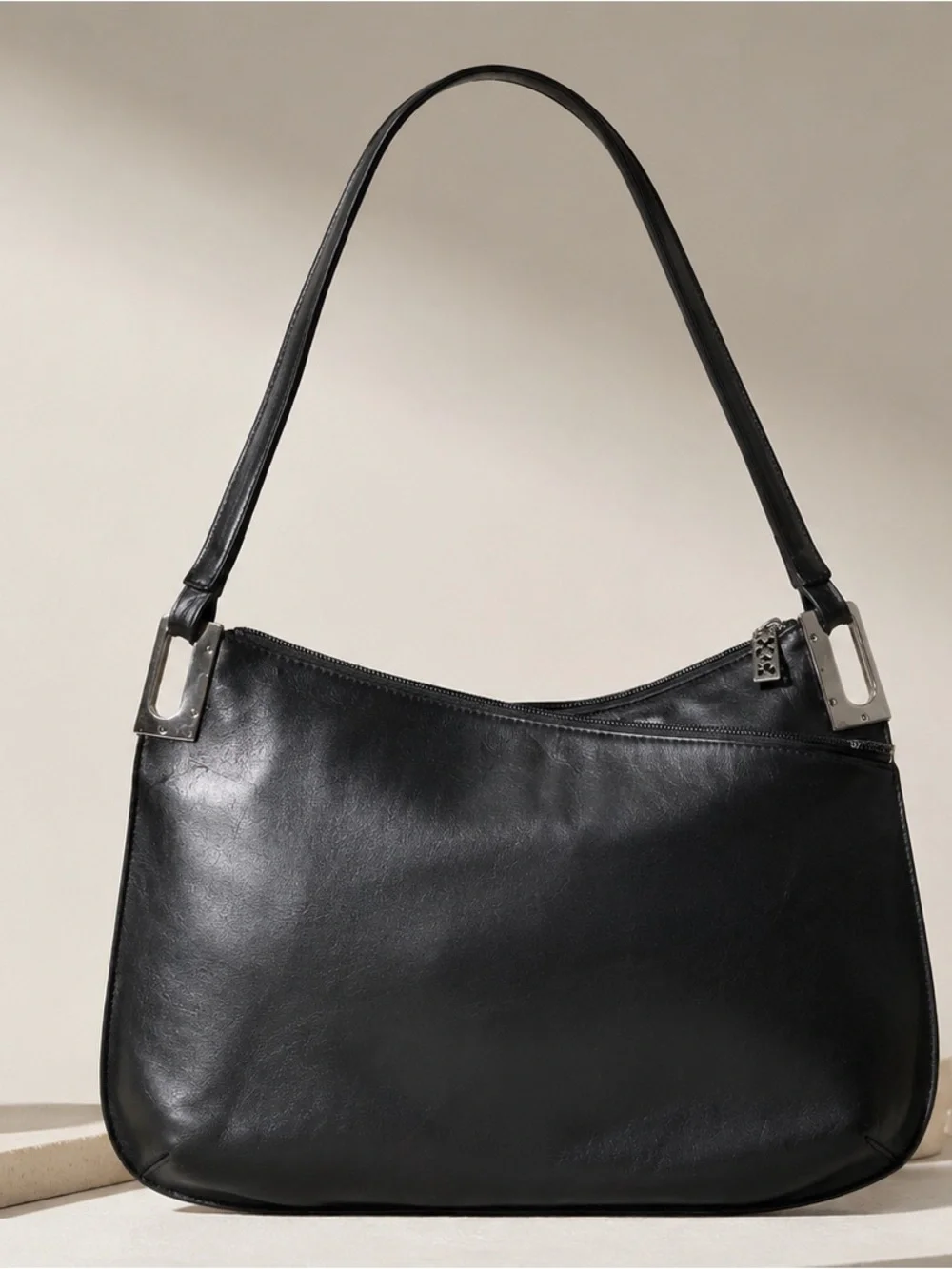 MAX Studio Black Leather Shoulder Bag Minimalist Y2K Purse